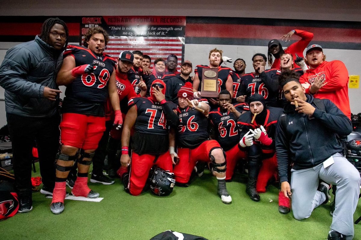 CoachOrchard's tweet photo. This group has changed what being an OFFENSIVE LINEMAN @SEMOfootball means! OVC CHAMPIONS! #1 in rushing yards! #1 in least amount of sacks allowed! https://t.co/I2qq2zuBAZ