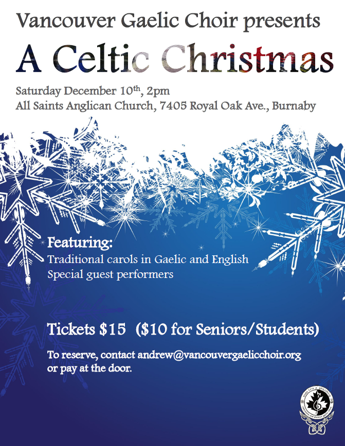 <a href="/GaelicToronto/">Comunn Gàidhlig TO</a> If you are in the Vancouver area on December 10th, come and see us perform!