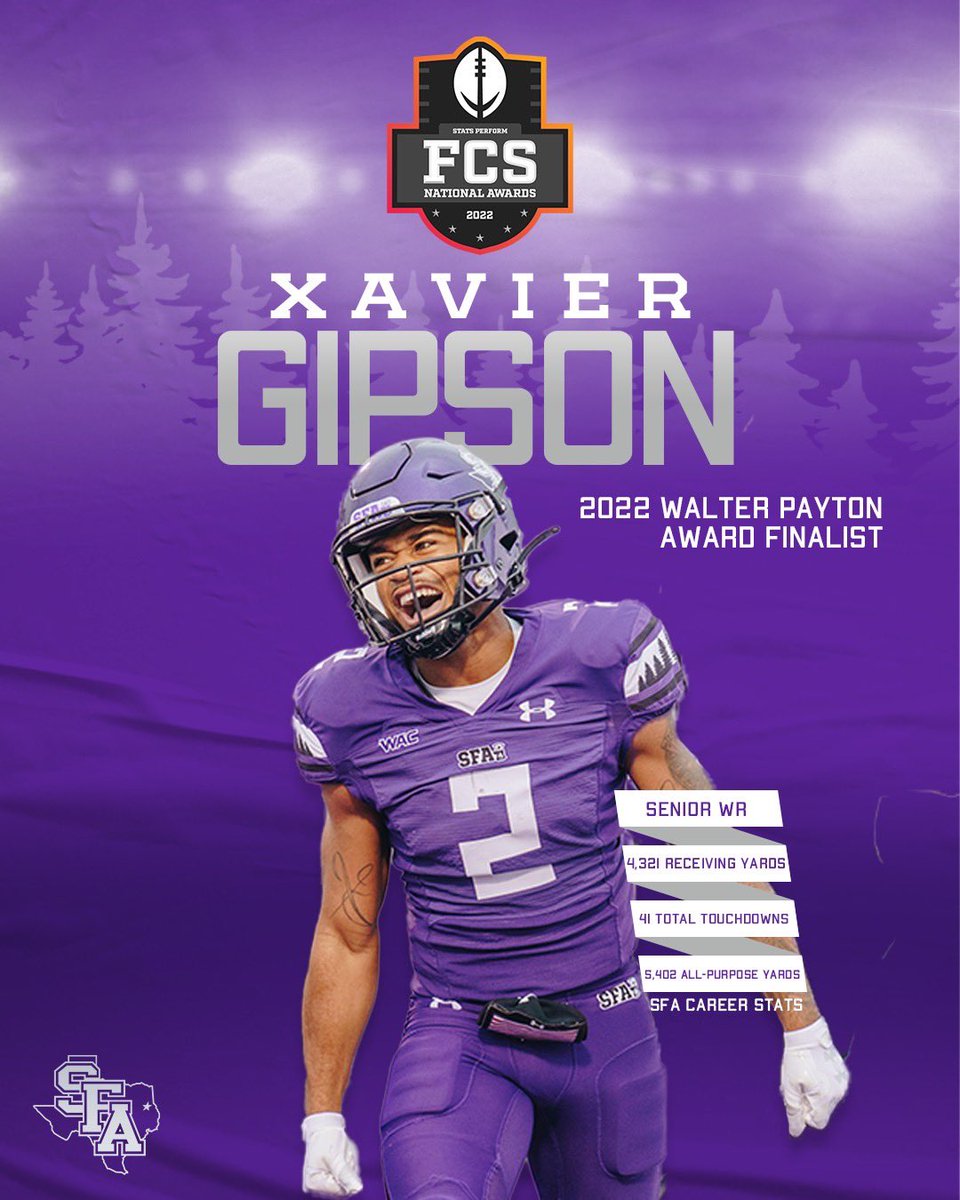 For the 2nd time in a row, All-American wide receiver Xavier Gipson is a finalist for the 2022 Walter Payton Award, which is awarded to the top offensive player at the FCS level 😤

Congratulations to Big Play Zay! 

#AxeEm x #RaiseTheAxe