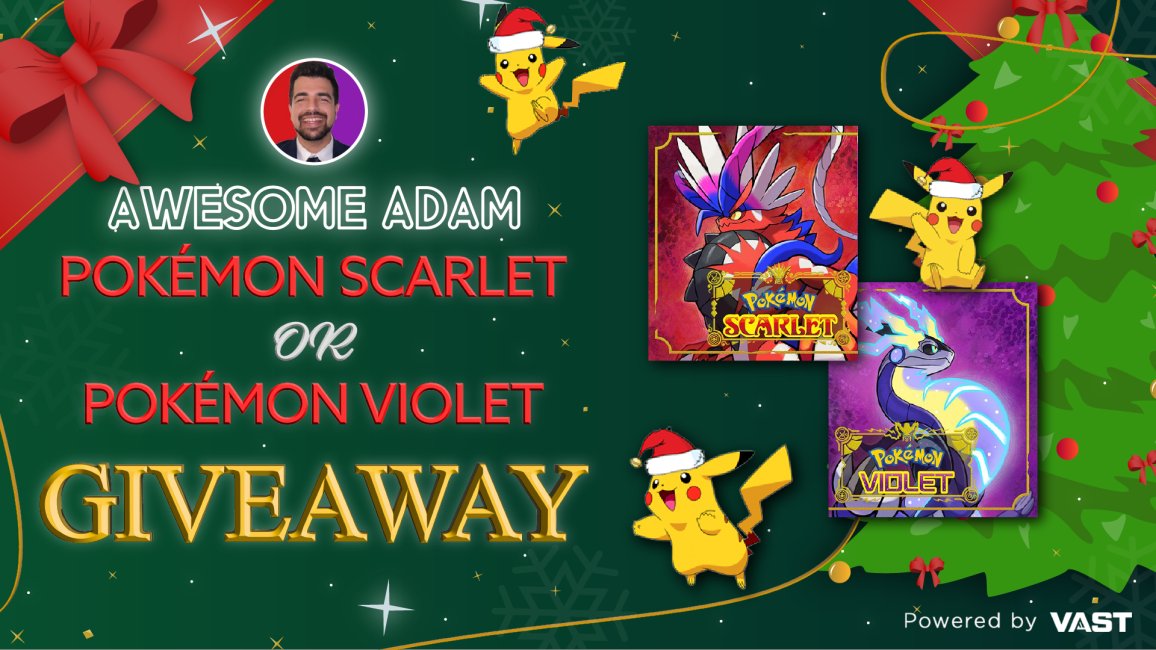 VastGG's tweet image. Pokemon Violet or scarlet or $60 Giveaway!

To enter, perform these tasks via the link below:

- Retweet this tweet

- Follow @AwesomeAdamTV &amp;amp; @VastGG 

Enter Here: vast.link/AwesomeAdamTV