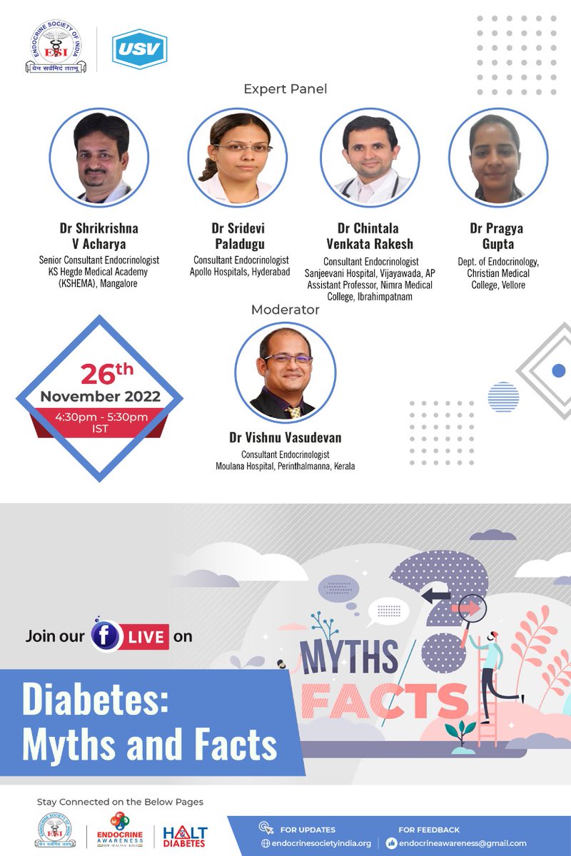 #NOV26  #ESIFBLive
#Diabetes #mythsandfacts 

AUDIENCE LINKS 🛣️🙏🔊

1️⃣ FB.com/IndiaESI

2️⃣ FB.com/endocrineaware…

3️⃣ FB.com/HALTDiabetesIn…

#diabetesawarenessmonth #hormones #glucocrinology 
#lifestyle #MedEd #publicawareness 
#endocrinology

@sahayrk @hariendo @ANI