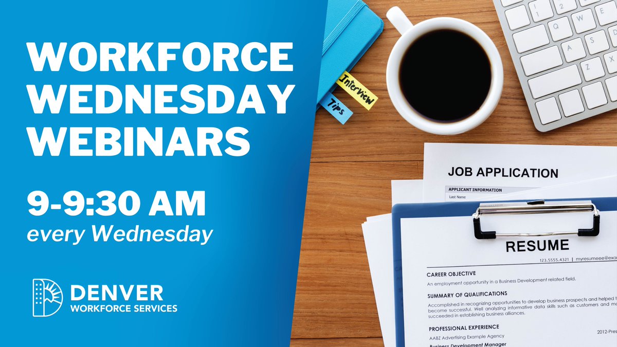 DenverOED's tweet photo. Join us tomorrow for this weekly call providing tips and tricks on interviewing to get the job, general resume assistance & personal brand social media help! #DenverIsHiring #NowHiring Register here: https://t.co/F8L3Q1SsmB https://t.co/fwAErlHABP