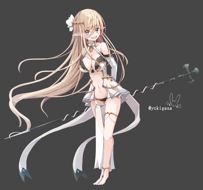 フィンドゥリル/ゴブスレエルフの神官少女。辺鄙な田舎暮らしが長かった為、世間知らず。一党におけるお姉ちゃんポジションであり、「どんな時でも皆仲良く」がモットー。どこか間延びしたような独特な喋り方をする。たぶんきっと天然。愛称は"フィー"。薄着はエルフ世界では一般的なんです。 