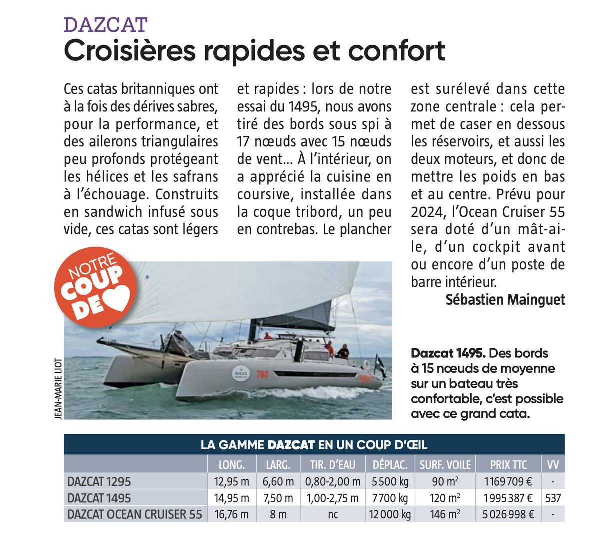 Thanks <a href="/Voiles_Voiliers/">Voiles et Voiliers</a> for awarding the Dazcat 1495 their 'Coup de 💗 ' badge in the 2023 Buyer's Guide. We love winning hearts on the continent. More on our website: multihullcentre.com/dazcat-catamar…
#sailing #catamaran #fastsailing #dazcat
