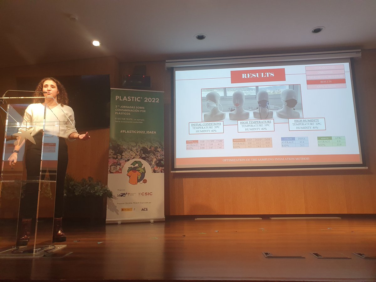 EEljarrat's tweet photo. Y Sandea Callejas @Sandra17cm del grupo de @EEljarrat @onhealth4 ha presentado su estudio sobre niveles de plastificantes en mascarillas faciales, y su trabajo sobre exposición a plastificantes en trabajadores de reciclaje de residuos electrónicos. #PLASTIC2022_IDAEA https://t.co/WBTElc7eSz