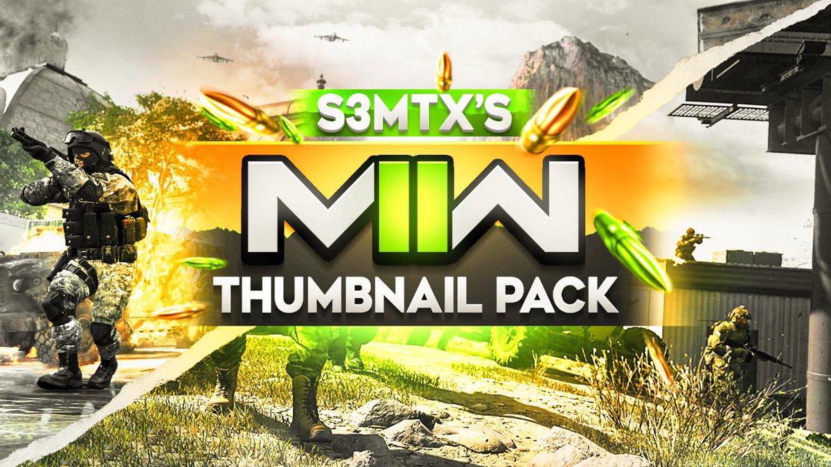 S3MTX_'s tweet image. 💥 #MWII  Thumbnail Pack GIVEAWAY - $15 Pricetag, now FREE! 💥

This pack is perfect for any #CallofDuty   content creators looking to step up their thumbnail game!

🟢Enter:
• RETWEET + LIKE this tweet
• FOLLOW me (@S3MTX_)
• WINNER chosen every 20 RETWEETS