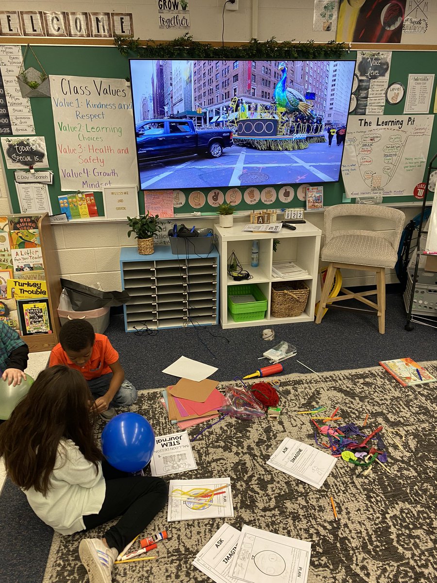Read Balloons Over Broadway by Melissa Sweet and learned about the how the tradition of the  <a href="/Macys/">Macy's</a> Day Parade started! Time to make our own parade just like Tony Sarg! ❤️