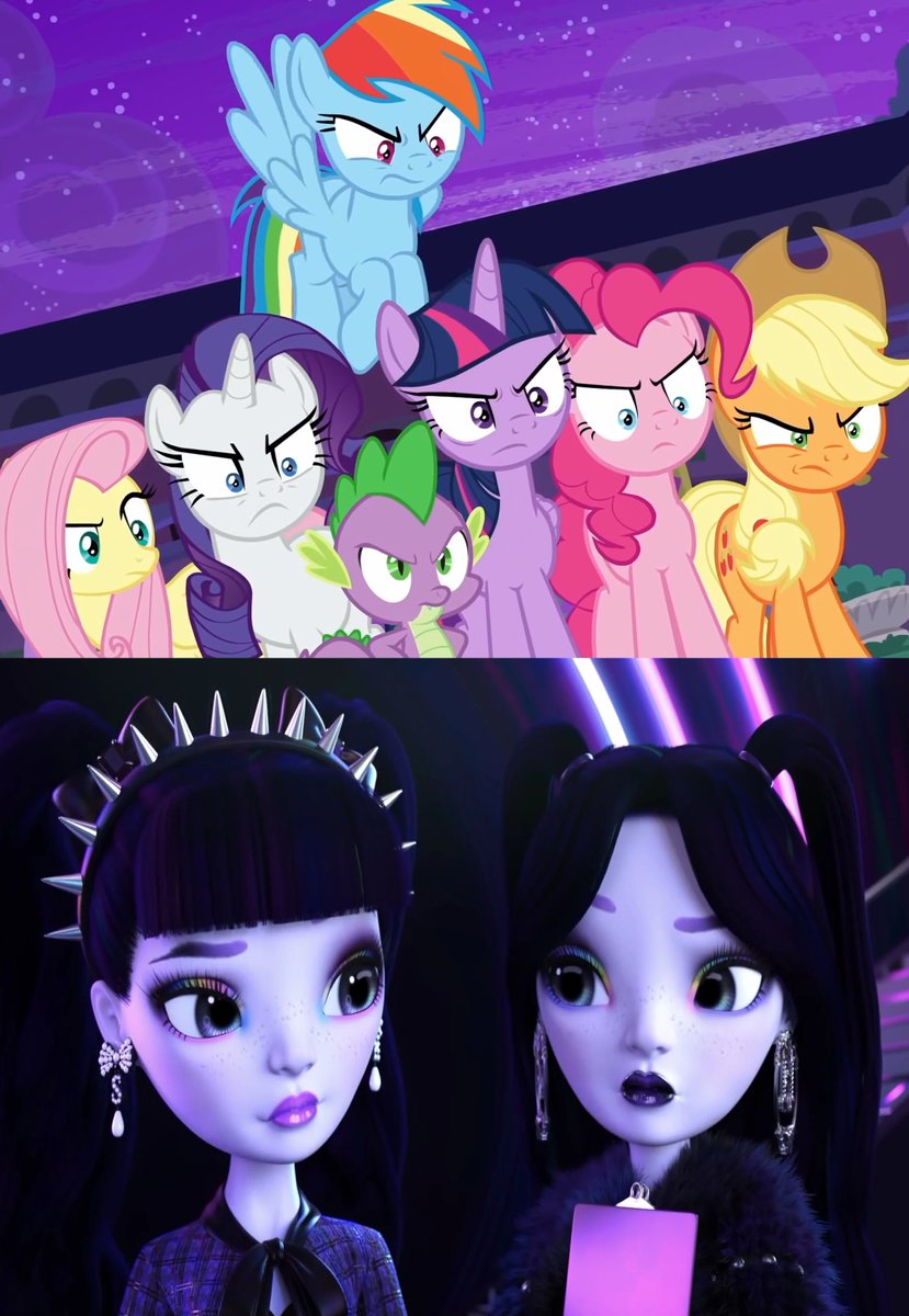 aaliyah_rosado's tweet photo. The Mane 6 and Spike dislike the Storm Sisters!
#rainbowhigh #shadowhigh #mylittlepony #crossover #MyLittlePonyFriendshipisMagic #rainbowhighshadowhigh #VeronicaStorm #NaomiStorm #MLPFiM #mlpg4 https://t.co/x99Ye5LonP