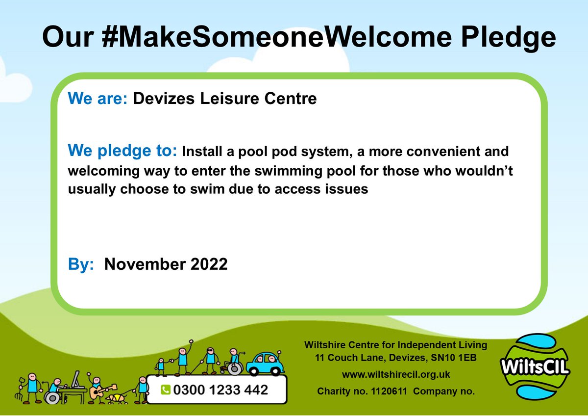 WILTSCIL's tweet image. Tuesday afternoon #MakeSomeoneWelcome alert...Devizes Leisure Centre are one of the first to sign up and make their pledge to enable more people to access the swimming pool via their Pool Pod, with more leisure centres to follow #theyrein #poolpod #devizes #swimming