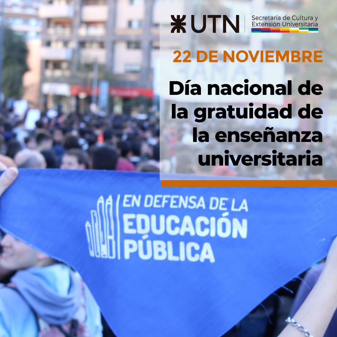 SceuUtn's tweet photo. 22 DE NOVIEMBRE: DÍA NACIONAL DE LA GRATUIDAD DE LA ENSEÑANZA UNIVERSITARIA

📅 Un día como hoy, hace 73 años, el presidente Juan Domingo Perón firmó el Decreto Presidencial N° 29.337 que suprimía el cobro de arancel obligatorio a instituciones de Educación Superior. https://t.co/8tL5EWJL7C