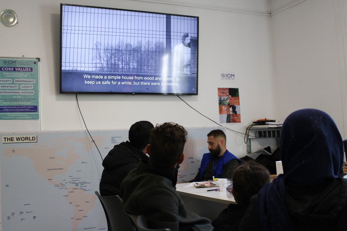 IOMBiH's tweet photo. IOM is launching Info Sessions for migrants within #WBAware awareness raising project, funded by @EUHomeAffairs @BMI_Bund @BMI_OE
In Ušivak, via tailored creative exercises, we
✅Shared experiences
✅Learned about risks of irregular migration and
✅Available regular pathways https://t.co/xiuvGKgq94