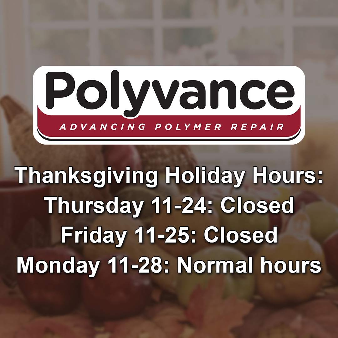 Polyvance's tweet photo. Holiday hours announcement!
Polyvance will be closed Thursday and Friday this week to celebrate Thanksgiving.
Next month, we will be closed December 21-27 for Christmas.
We hope everyone has a happy Thanksgiving with their friends and families! https://t.co/0gE38qoNYf