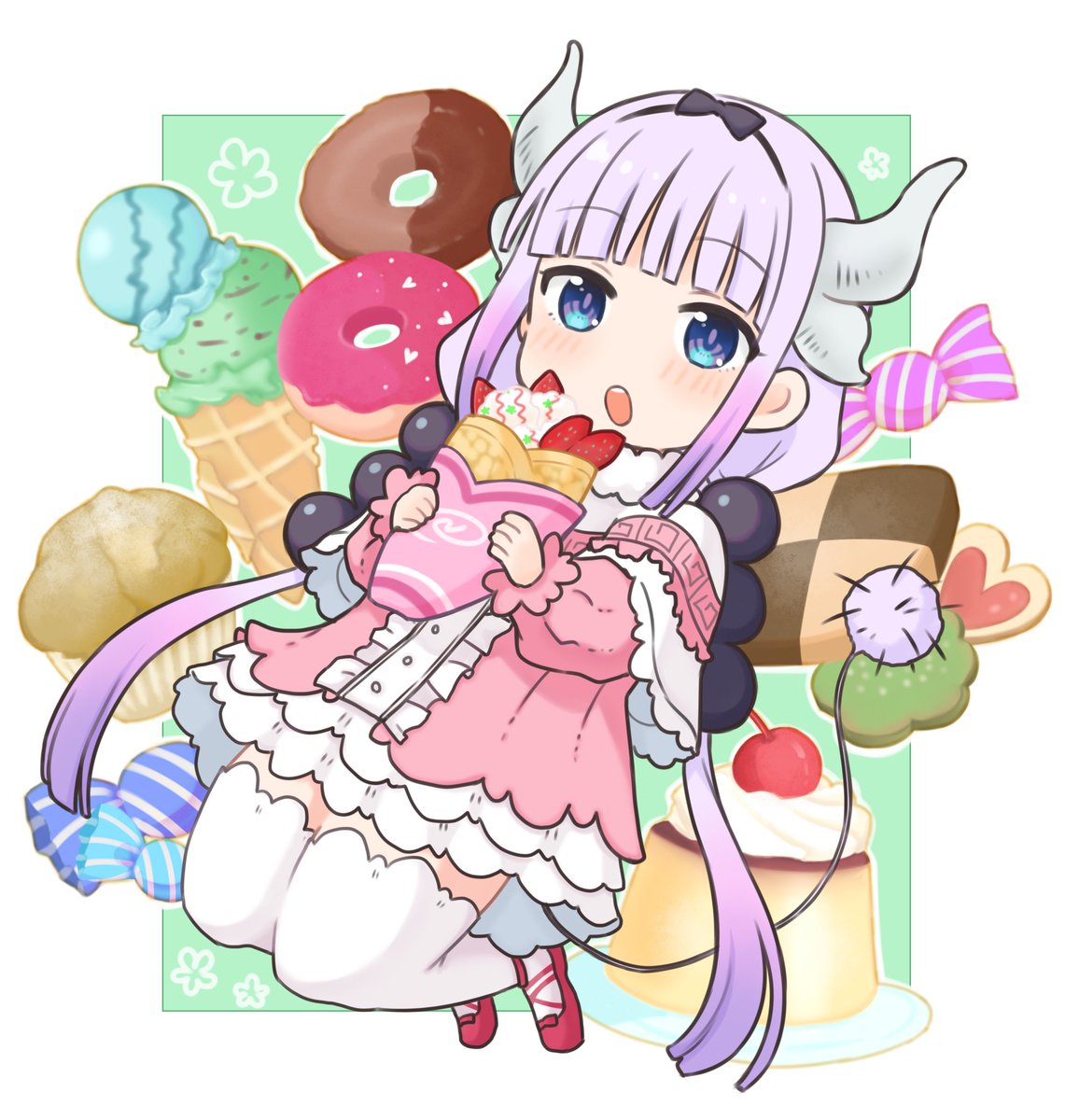 カンナカムイ 「描いたこと無いかと思ってたけど意外に他にも色々描いてたツインテ #ツインテールの」|シロ ੯ꔷ̀͡ᓑ\のイラスト
