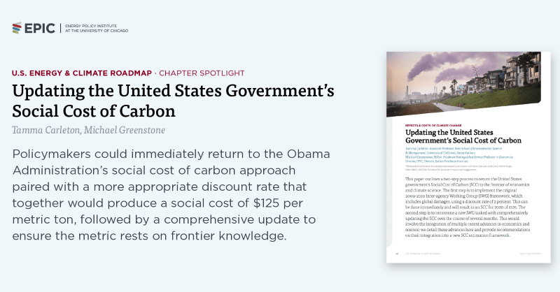 UChiEnergy's tweet photo. Rapid scientific &amp; economic advances mean that there is now an urgent need to update the social cost of carbon (SCC). 

EPIC scholars offer a two-step approach to updating the SCC: