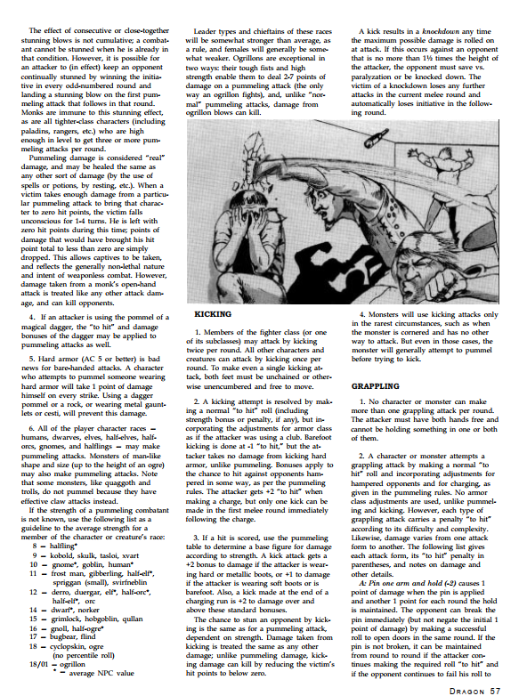CalstaffTheGold's tweet photo. In Dragon #83 (Mar/84), Roger Moore proposed an alternate method to resolving weaponless combat in AD&amp;D.
#1e #ADnD #VariantRules https://t.co/AomahyuhvF