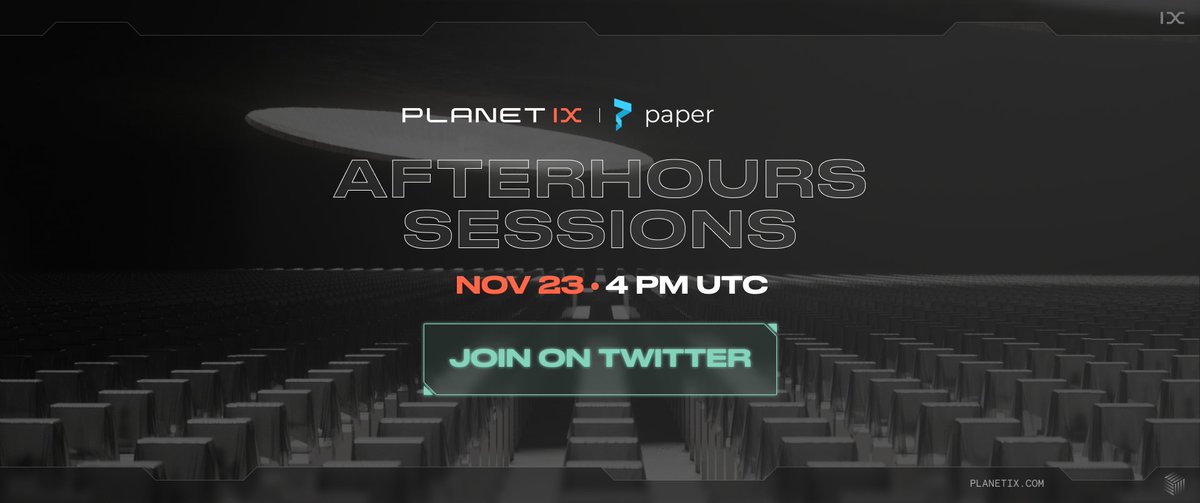 Planetix0's tweet photo. 🍿Tune in AfterHours Session to discuss FIAT in #Web3 with @ChrisPIX12 &amp; our co-host @papercheckout. 

🗓 23 NOV 2022
🕓 4:00 pm UTC

🔔Set your reminder 👇
 https://t.co/xrdq82wi1Y

#GameFi #NFTs #P2E $IXT https://t.co/gVrK3vMfbJ