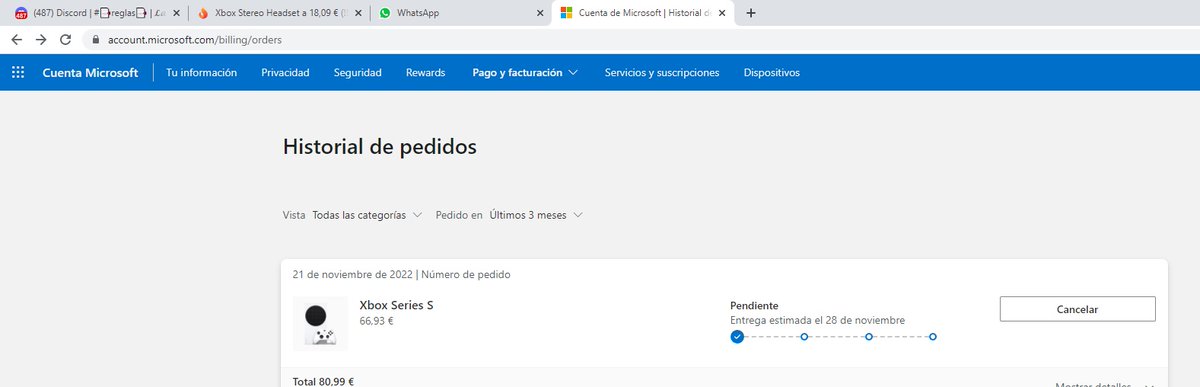 Aljombra's tweet photo. ¿Cómo de legal es que te cancelen un pedido hecho ayer alegando falta de stock y hoy vuelva a haber stock a otro precio distinto? @facua @xbox_pt @Xbox_Spain https://t.co/aOBMeGEgoe