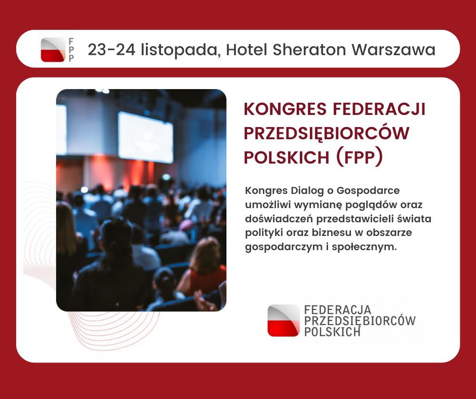 FPP (@federacja_pl) on Twitter photo Już jutro rozpoczynamy „DIALOG O GOSPODARCE".
W ciągu 2 dni, wśród uczestników debat znajdą się przedstawiciele m.in.: <a href="/MRiTGOVPL/">Ministerstwo Rozwoju i Technologii</a> <a href="/MRiPS_GOV_PL/">_</a> <a href="/MRiRW_GOV_PL/">Ministerstwo Rolnictwa i Rozwoju Wsi</a> <a href="/PAIH_pl/">PAIH</a> <a href="/Pol_Izba_Handlu/">Polska Izba Handlu</a> <a href="/wwwkigpl/">Krajowa Izba Gospodarcza</a> <a href="/KOWR_gov_pl/">Krajowy Ośrodek Wsparcia Rolnictwa</a> <a href="/funduszpfron/">PFRON</a> <a href="/CentrumASmitha/">CentrumASmitha</a> <a href="/PSEW_PWEA/">PSEW</a> <a href="/Grupa_PFR/">Grupa PFR</a> Już jutro rozpoczynamy „DIALOG O GOSPODARCE".
W ciągu 2 dni, wśród uczestników debat znajdą się przedstawiciele m.in.: <a href="/MRiTGOVPL/">Ministerstwo Rozwoju i Technologii</a> <a href="/MRiPS_GOV_PL/">_</a> <a href="/MRiRW_GOV_PL/">Ministerstwo Rolnictwa i Rozwoju Wsi</a> <a href="/PAIH_pl/">PAIH</a> <a href="/Pol_Izba_Handlu/">Polska Izba Handlu</a> <a href="/wwwkigpl/">Krajowa Izba Gospodarcza</a> <a href="/KOWR_gov_pl/">Krajowy Ośrodek Wsparcia Rolnictwa</a> <a href="/funduszpfron/">PFRON</a> <a href="/CentrumASmitha/">CentrumASmitha</a> <a href="/PSEW_PWEA/">PSEW</a> <a href="/Grupa_PFR/">Grupa PFR</a>