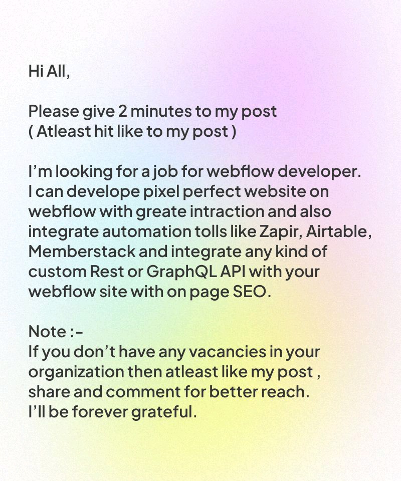 AmjadRathod's tweet photo. #webflow #Jobs #NoCode #webdeveloper #designers https://t.co/BuqqXGgQbN