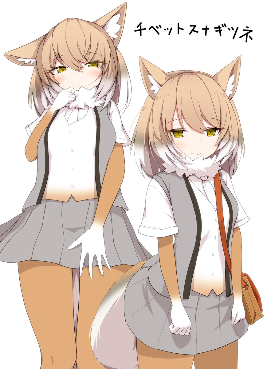 animal ears tail 1girl skirt fox ears fox tail vest  illustration images