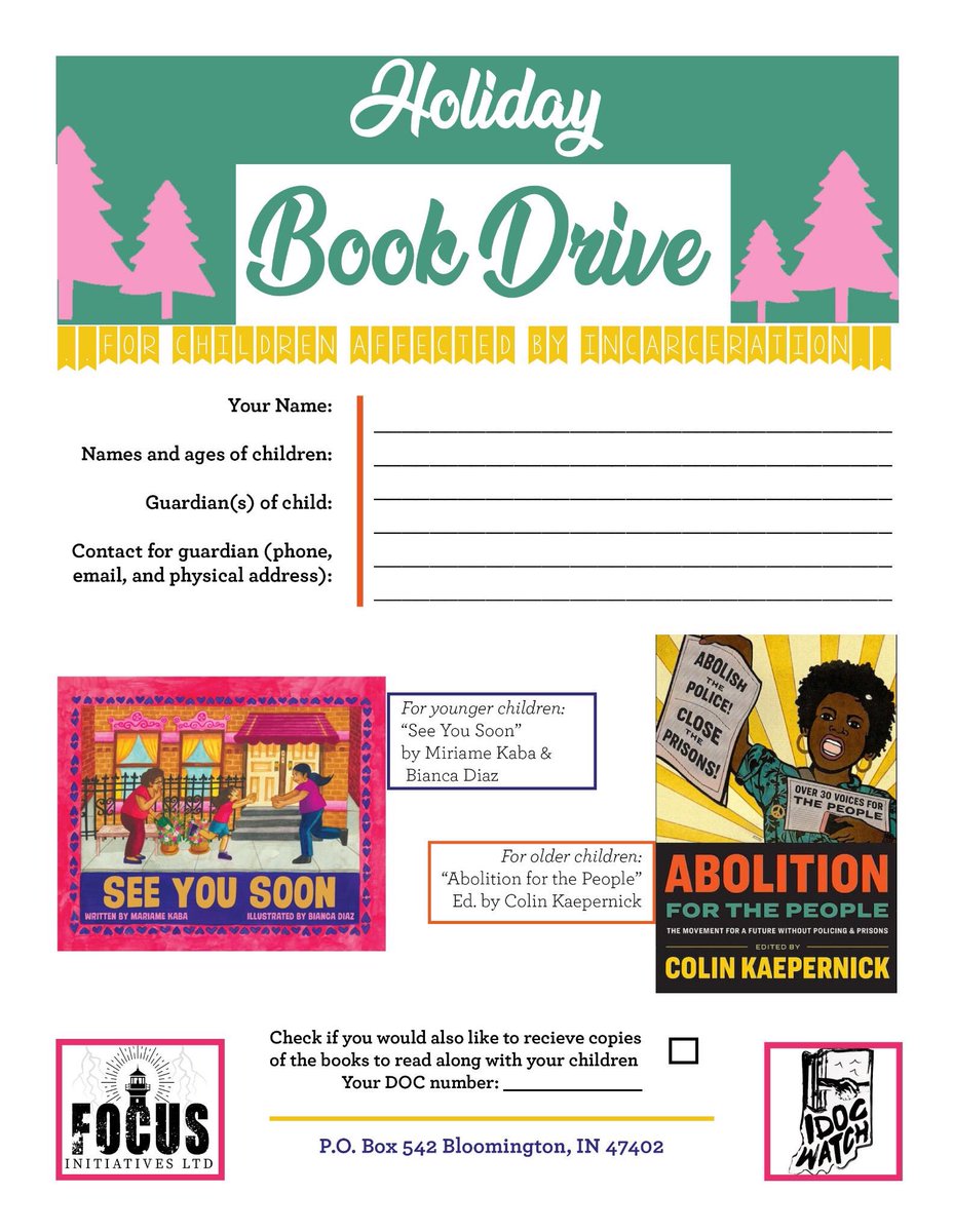 Every year we do a holiday gift drive for children of incarcerated parents. This year we’re specifically sending books by <a href="/prisonculture/">NYC Tw*tterati</a> to small children and <a href="/KaepernickPub/">Kaepernick Publishing</a> to bigger kids.Please donate if you can!! 
chuffed.org/project/vxgb58…