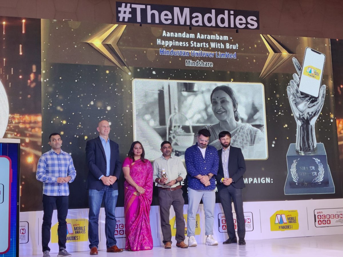 exchange4media group (@e4mtweets) on Twitter photo A Warm Congratulations to the Unilever & Mindshare for acquiring Silver for Best Mobile Messaging Campaign: SMS,MMS in the Marketing Strategy Category at the 8th edition of The Mobile Marketing Awards - #TheMaddies 2022
<a href="/HUL_News/">Hindustan Unilever</a>
<a href="/Mindshare_In/">Mindshare India</a> A Warm Congratulations to the Unilever & Mindshare for acquiring Silver for Best Mobile Messaging Campaign: SMS,MMS in the Marketing Strategy Category at the 8th edition of The Mobile Marketing Awards - #TheMaddies 2022
<a href="/HUL_News/">Hindustan Unilever</a>
<a href="/Mindshare_In/">Mindshare India</a>