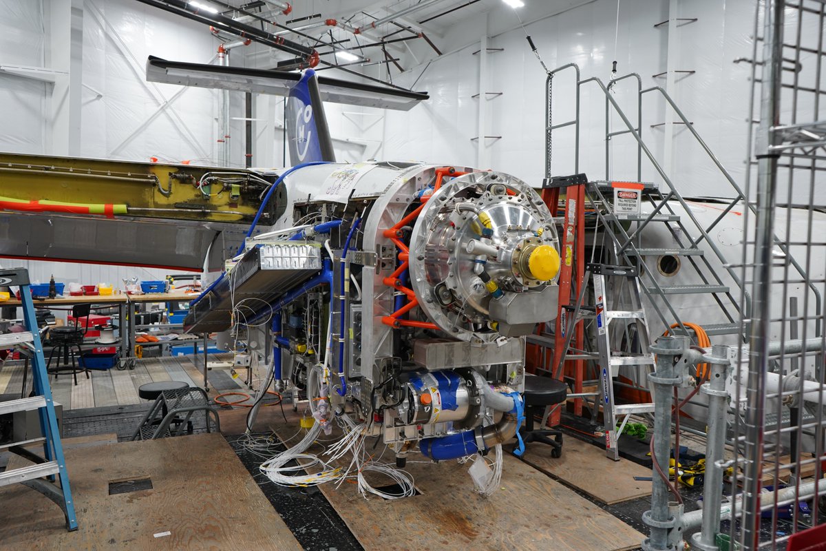 PaulEremenko's tweet photo. This is a megawatt-class hydrogen fuel cell powertrain in the final stages of integration into our flight test airplane.. a 40-50 passenger Dash 8. We call it Lightning McClean 🤓 Stay tuned for updates on first flight! https://t.co/l15W1u53o5 @Universal_H2 #hydrogen #Avgeeks https://t.co/SmcGYJBEKG