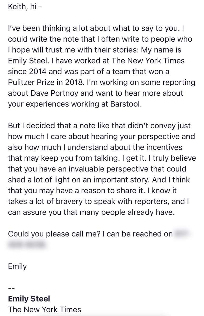 stoolpresidente's tweet photo. For almost a year these are the types of emails that @emilysteel was sending to anybody remotely connected to me or who may have grudge with me.  Thre premise changed 4 times cause she couldn’t find dirt on me. Great ethics from @nytimes    No wonder she wouldn’t sit down with me https://t.co/oJFOECKMOS