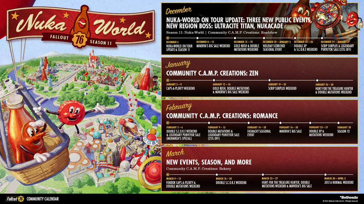 TheMissAtomic's tweet photo. Season 12 starts on my birthday 🥹

Wouldn't be surprised if we get more with it as well since it says "New Events" as well, following in March 

#Fallout76 https://t.co/KQ1iuv57Hj