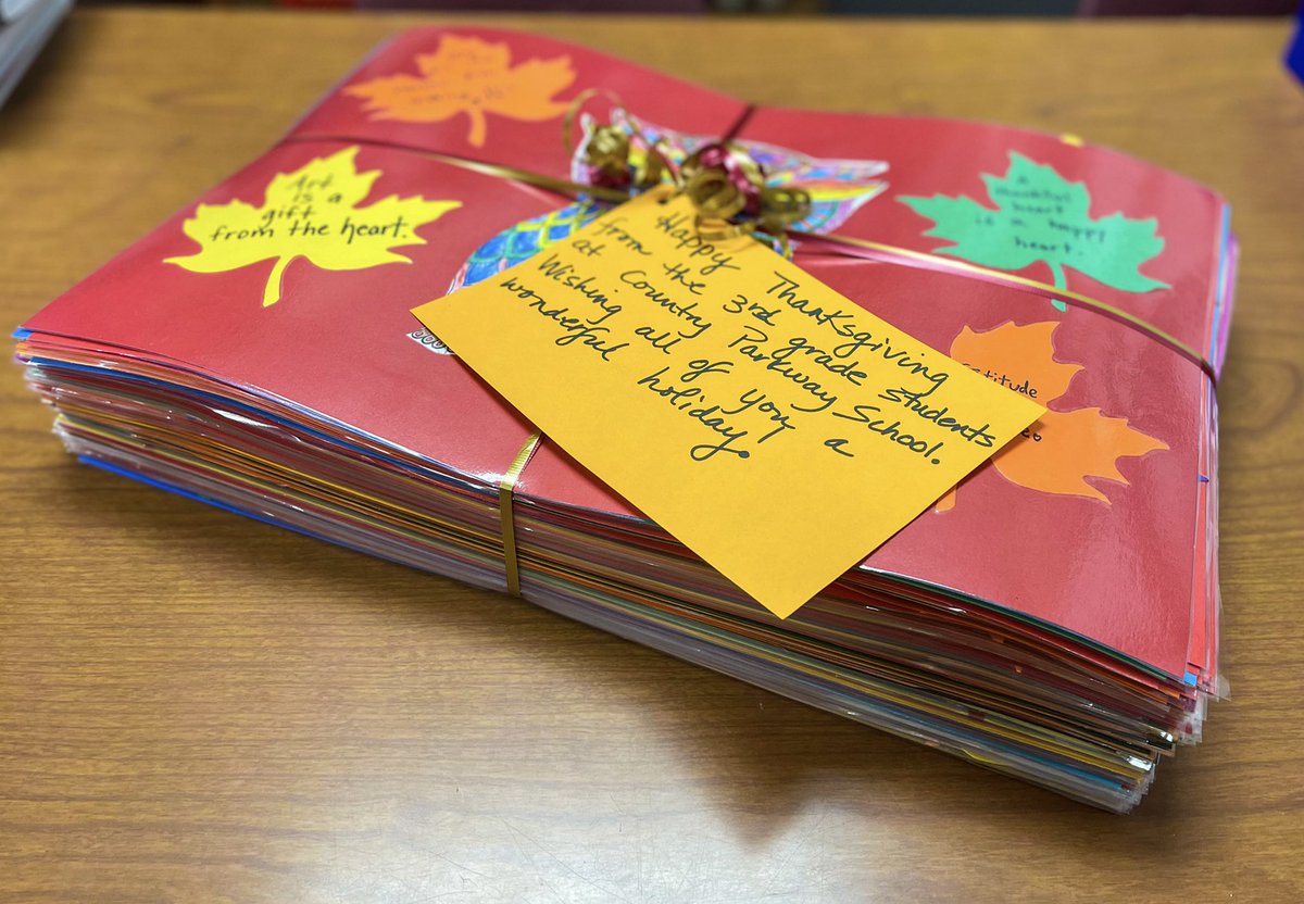 3rd graders made 190 placemats for the residents at Amberleigh to be used on Thursday at their Thanksgiving feast.