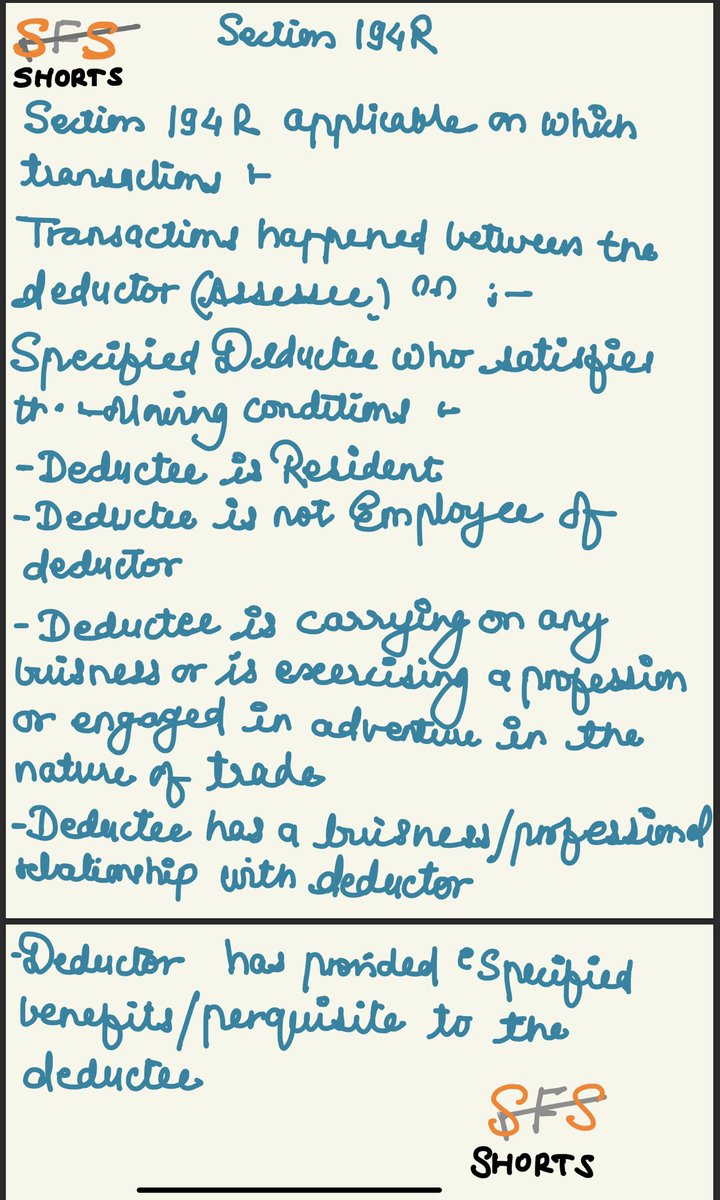 AdvisorsSfs's tweet photo. “Specified Deductee” ~ Section 194R #194R #IncomeTax #sfsshorts #taxdeductedatsource https://t.co/O8h4uHfmN3