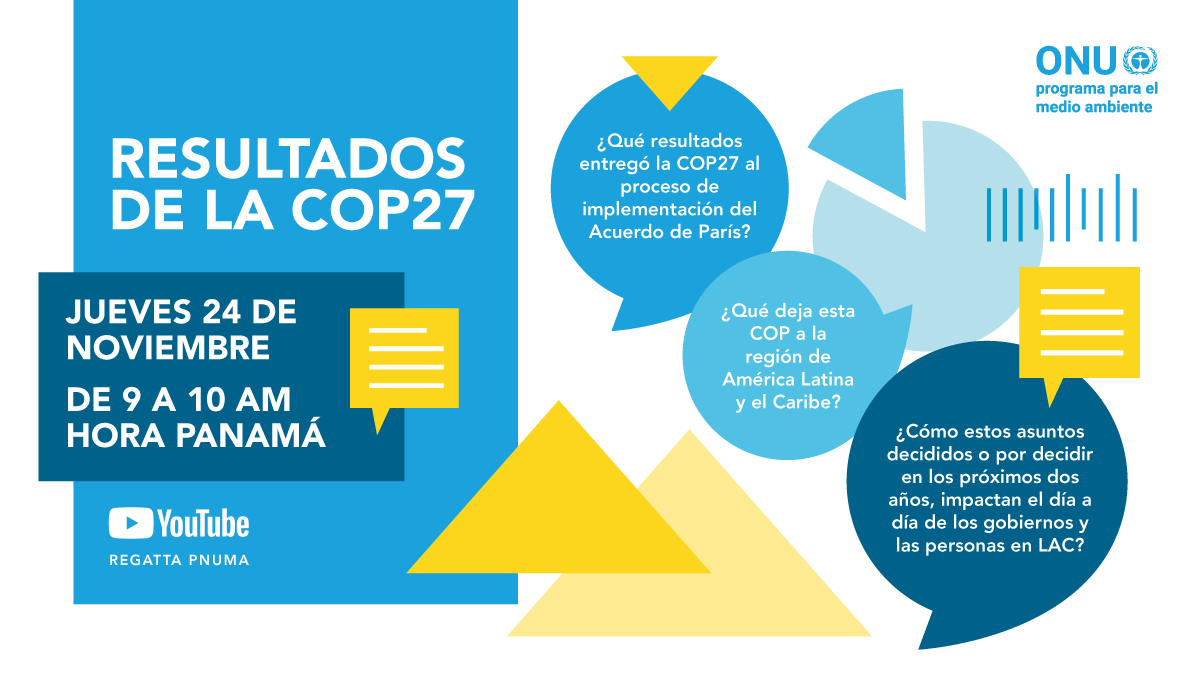 ¡Este jueves!: Entérate sobre los resultados de la COP27
24 de Noviembre, 9 a 10am (GMT -5)
Una lectura de esta sesión de la COP y sus impactos en América Latina y el Caribe. 
Link: youtube.com/watch?v=6Lbfcm…

#COP27 #climatechange #climateaction #sharmelsheikh #parisagreement