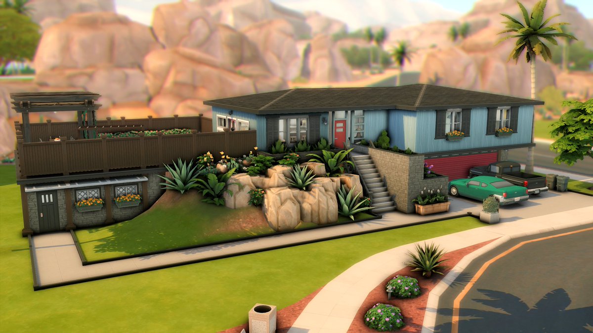 grenesims's tweet photo. 🏡 midcentury base game home 🏡

this is a huge house for a big family, and it's completely base game!!

🛍️ no cc
🖼️ gallery id: grenedae
🧵 thread

#ShowUsYourBuilds #Sims4 https://t.co/2zKlmhisnJ
