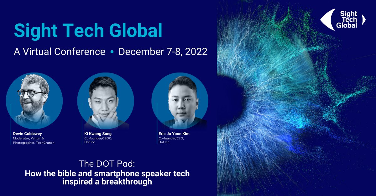 GlobalSight's tweet photo. DOT Pad cracked the code w/ an innovative approach to generating dynamic fields of Braille pins combined & actuated by smart integrations. @dot_incorp co-founders @KiKwangSung1 & @EricJYKim will speak at #SightTechGlobal, a free, accessible, virtual event https://t.co/48noatQknj https://t.co/AYasd3plvt