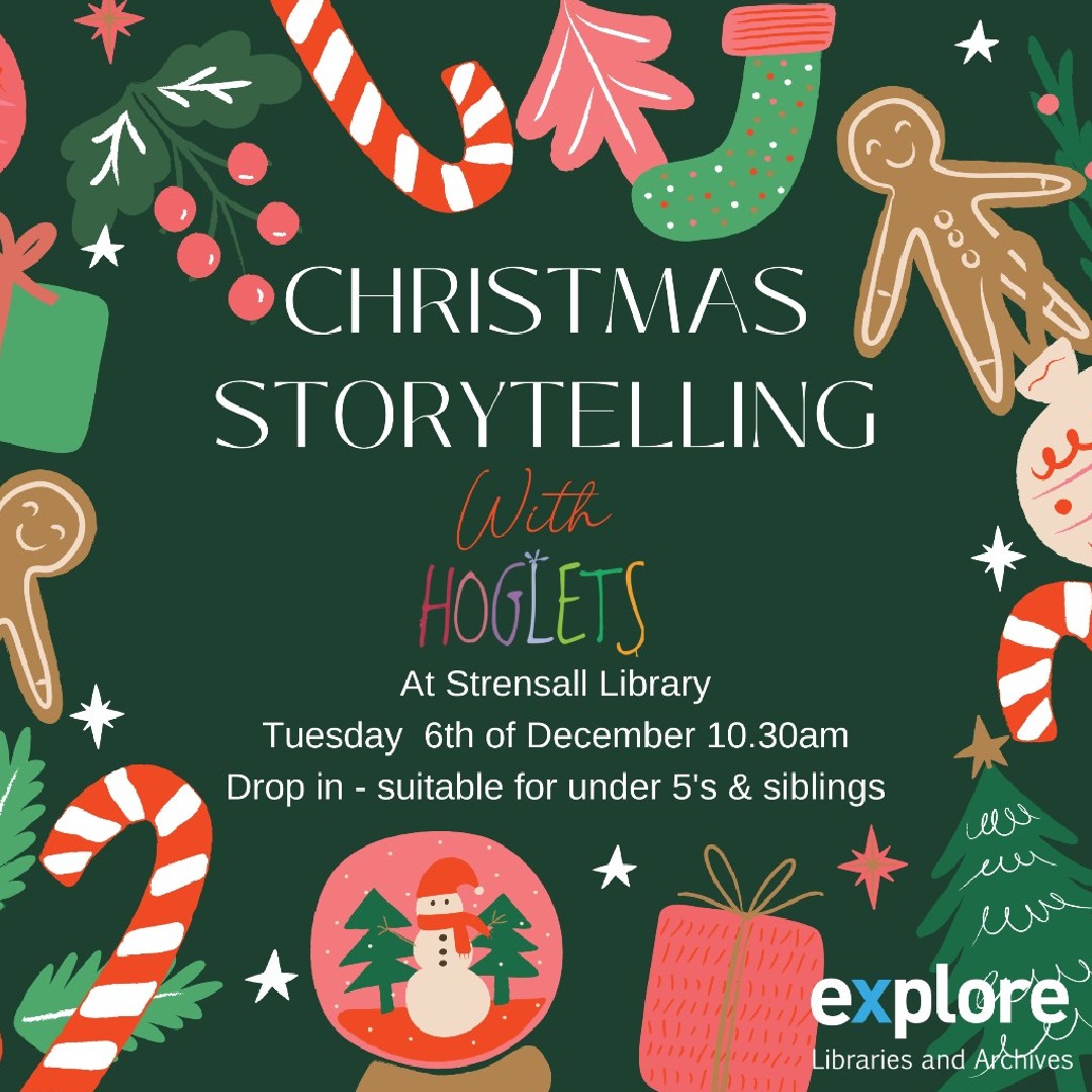 StrensallLib's tweet photo. Join us for our wonderfully Festive Storytelling session with @hogletstheatre
Tuesday 6th of December at 10.30am - drop in, suitable for under 5's & siblings.
#strensall #strensalllibrary #explorelibraries #HogletsTheatre #christmasstorytelling #christmasstories https://t.co/Qv98jqJqRh