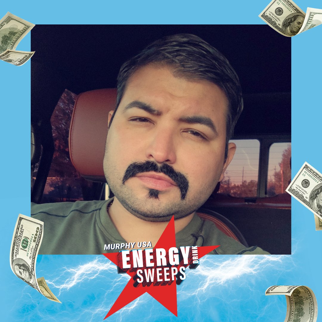 MurphyUSA's tweet photo. First Energy Drink Sweeps Winner - Congratulations, Julio!
We're still giving away cash weekly!
Enter now in the Murphy Drive Rewards app. Don't have the app? Download it now: https://t.co/JV4gba1g7B
#sweepstakes #murphygasstation #MurphyUSA #EnergyDrinkSweeps https://t.co/gr8FjAqSob