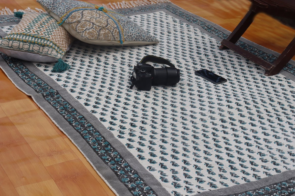 Excited to share the latest addition to my #etsy shop: 6x9 Feet area rug Indian Handmade cotton rugs hand block printed kilim home dhurrie rug boho floor carpet yoga rug hand woven rugs etsy.me/3i50l6k #grey #anniversary #christmas #rectangle #geometric #bedroo