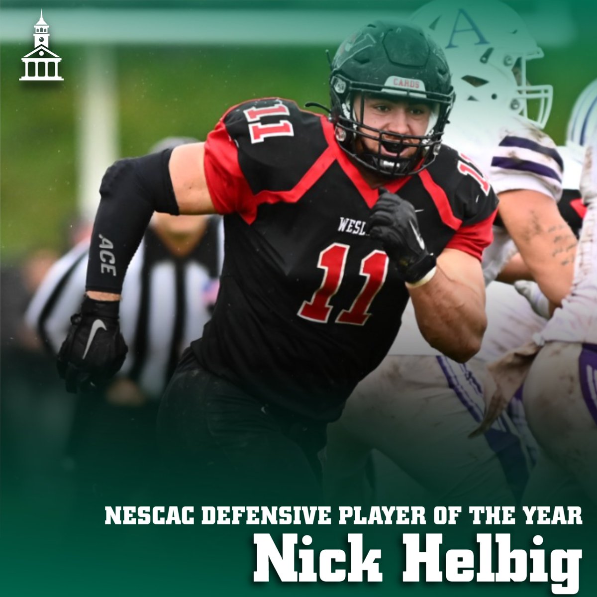 NESCAC's tweet photo. 🏈 | NESCAC Football awards announced

• OFF-POY: Phil Lutz, TUF
• DEF-POY: Nick Helbig, WES
• ROY: Tyler DiNapoli, TRI
• COY: Jeff Devanney, TRI

> https://t.co/w3mwurNxjS https://t.co/Dr5fEWJpEr