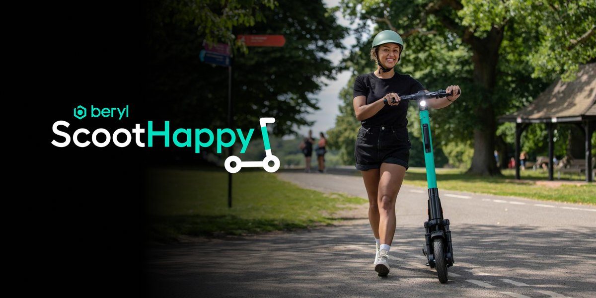 OutspokenTrain's tweet photo. Ever wanted to try an #eScooter but lacked the confidence? Outspoken is proud to be partnering with @BerylBikes, the UK's leading micromobility operator to deliver their Scoot Happy Tour! #ScootHappy https://t.co/DAkmoFiPD0