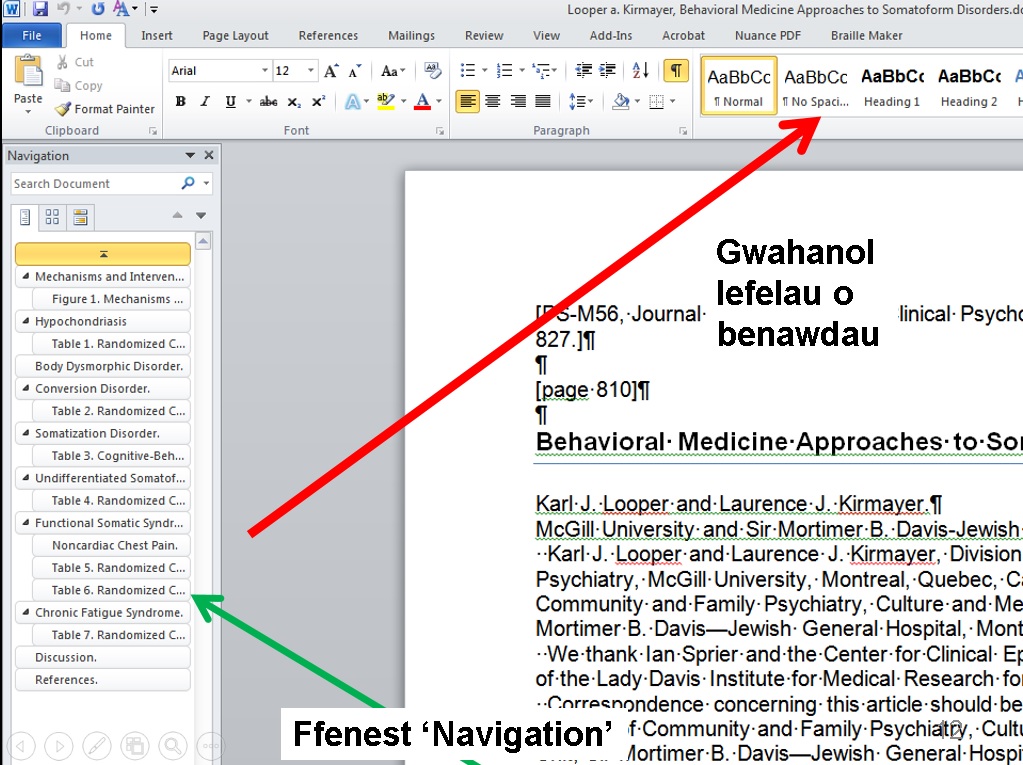 SUTranscription's tweet photo. Mae ychwanegu Strwythur Penawdau (Heading Structure) i'ch dogfennau yn helpu i lywio eich dogfennau drwy ychwanegu strwythur a #hygyrchedd iddynt. Yn Word, defnyddiwch 'Style', ac yna 'View' > 'Navigation Pane'. #DoethinebDyddMercher https://t.co/HcfqXnZe3u