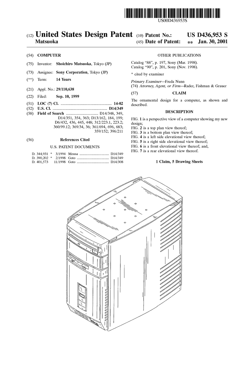 uspatentbot's tweet photo. USD436953S1 - Computer 
        
https://t.co/nHxOHz8Ahz https://t.co/xcZJQWloZe