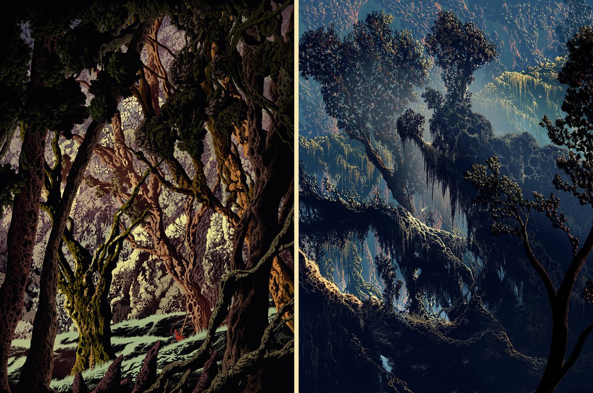 Two new art prints titled Forest Maze II and Forest Maze III will be on sale tomorrow from
@BLCKDRGNPRSS ! Both prints measure 18 x 24 inch, in limited editions of 165 each.
Available Wednesday November 23, 5pm UK time, only through: blackdragonpress.co.uk/collections/all
