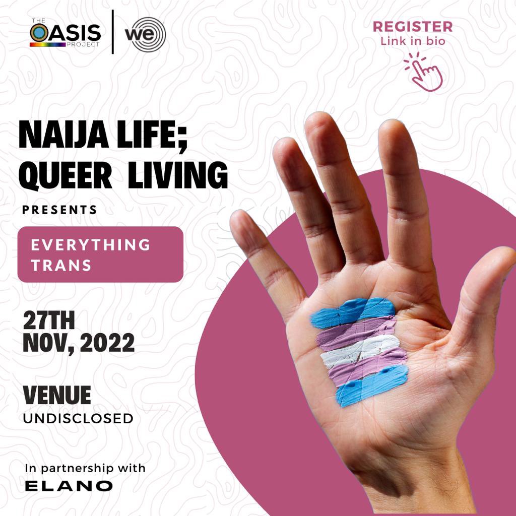 ElanoSociety's tweet photo. We partnered with #theoasisproject @Blaise_21 to have a well needed conversation about concepts on gender, identity and expressions.
The theme of this edition is “Everything Trans” and we will be discussing and demystifying concepts around gender identity and expressions. https://t.co/TtSA3Hrh2h
