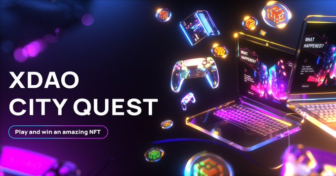 BslackB's tweet photo. I went through the whole quest and rescued the City! Can't wait for the results and prizes 🏆 from @xdaoapp and @bnbchain ! https://t.co/B2RN7b6Jsq #XDAOCityQuest #xdao #BNBChain https://t.co/s4Q6RzO1HC
