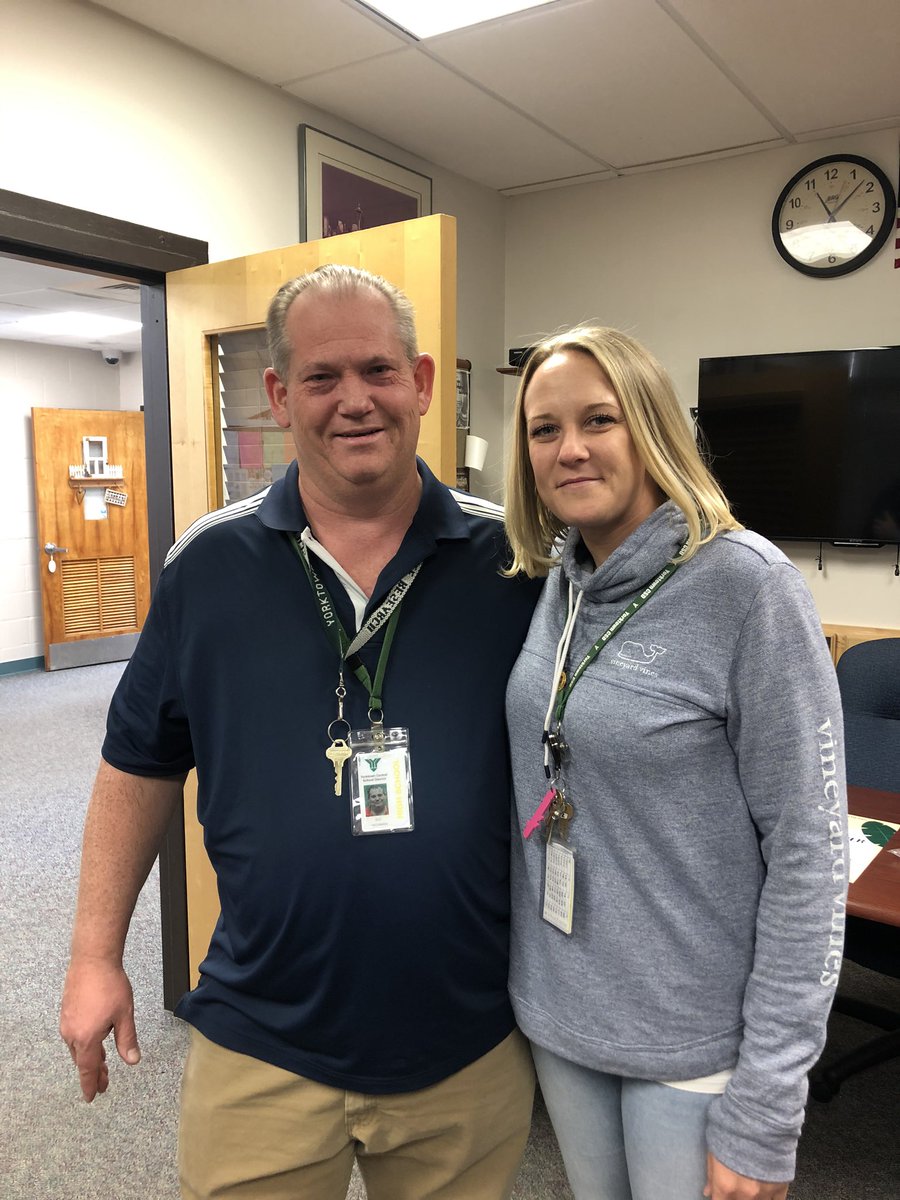 Many thanks to Roy Heckmann. After almost 10 years, Roy’s last day is tomorrow. He has served YHS as our Main Office Security person. He kept us safe, was professional, personable & a major part of our team. He will be missed! Roy is pictured with Ms. Braig. 🌽 #Husker4Life