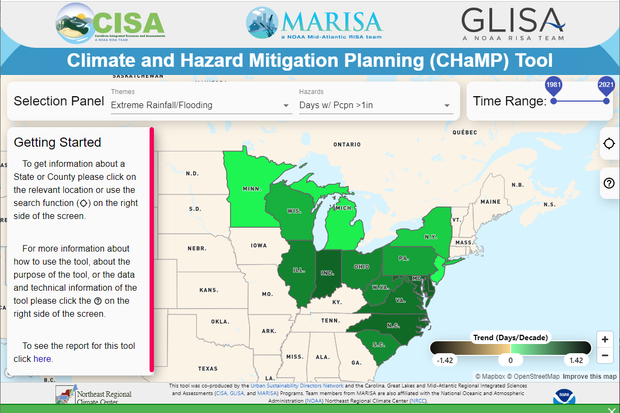 NOAAClimate's tweet photo. The Climate Hazard Mitigation and Planning (CHaMP) Tool helps users communicate vulnerabilities to residents and authorities responsible for mitigation. It was co-developed by @GreatLakesGLISA @MidAtlanticRISA, @CarolinasRISA, @NortheastRCC and @theUSDN.
https://t.co/jjJICYr5jG https://t.co/KzYilyxlGV