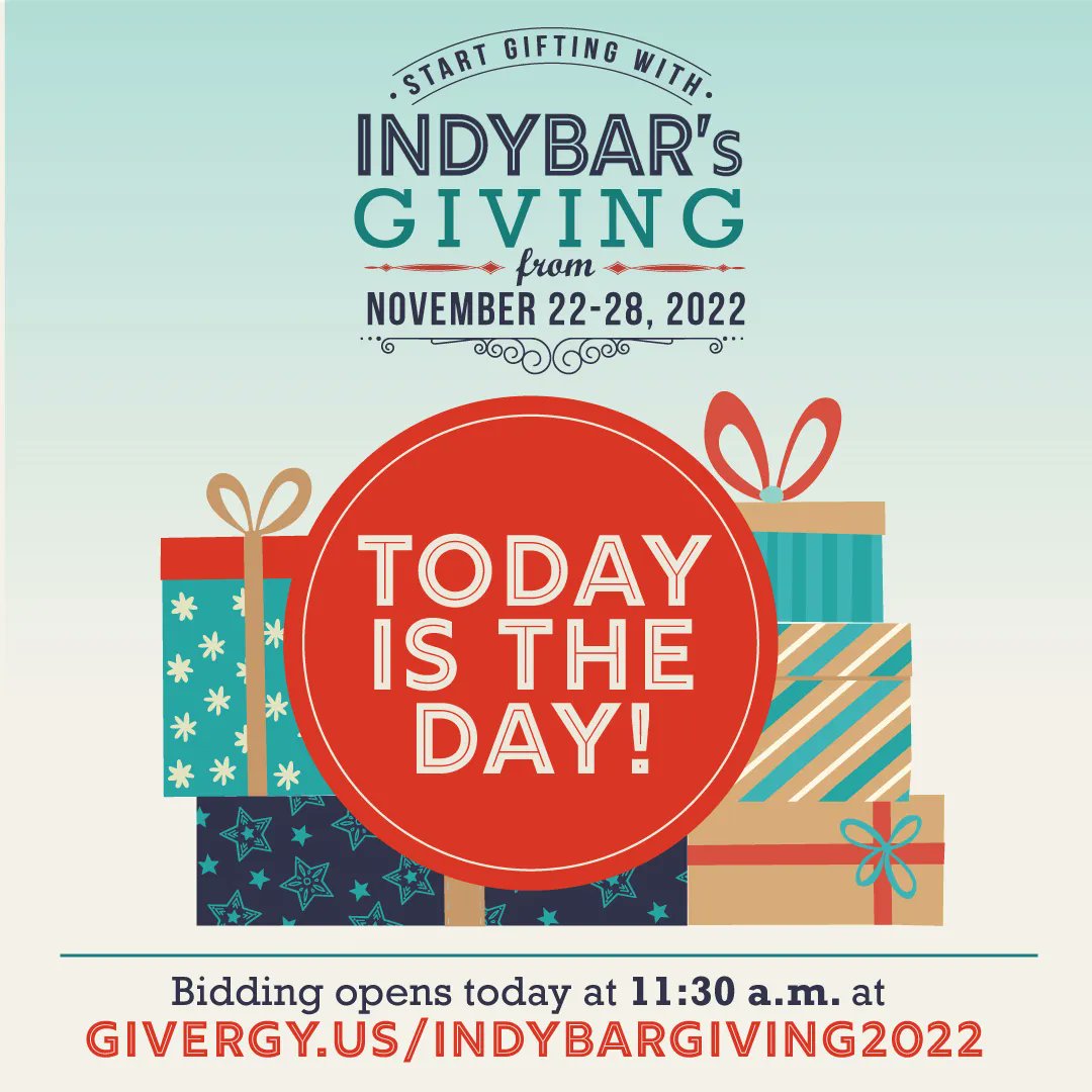 It's here! It's finally here! IndyBar's Giving, presented by Hall Scott LLP, goes live RIGHT NOW. So head on over to us.givergy.com/IndyBarGiving2… and start bidding on your favorite items!
