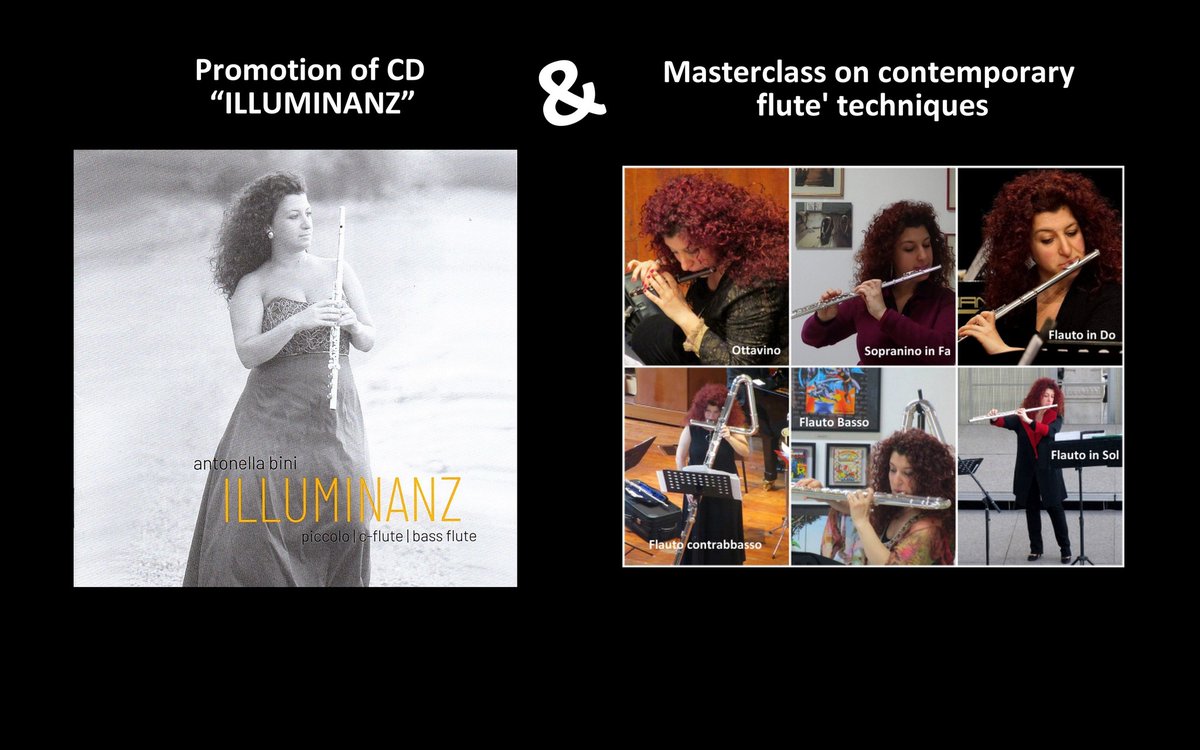 BiniAntonella's tweet photo. On line - Thursday 24th November 2022, from 10 a.m., 
for Wien Conservatory of Music (Austria) and Dugo Selo (Zagreb) Conservatory of Music: 
* Promotion of CD "ILLUMINANZ" 
* Masterclass on contemporary flute' techniques https://t.co/bMQ1aUpBsv