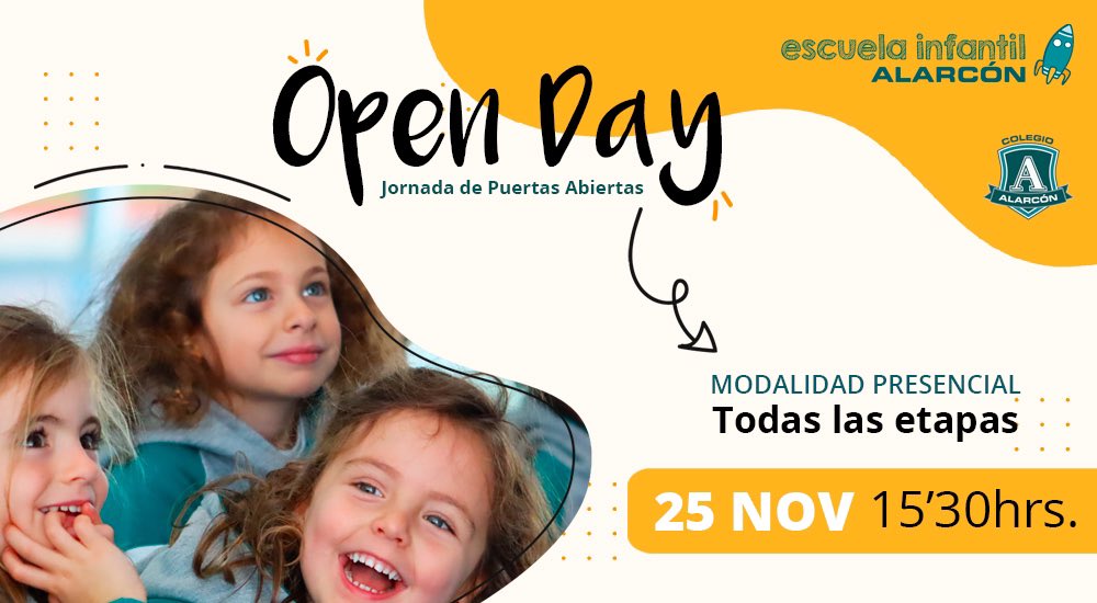 📣Open Day! 
Ven a conocer nuestro proyecto educativo 👩🏼‍🎓 
-Excelencia Académica.
- Acompañamiento personal.
- Educación en Valores.

👉Inscríbete:

colegioalarcon.com/visitas-al-col…

¡Te esperamos! 
#colegioalarcon #mejorescolegios #escuelainfantil #colegiopozuelo