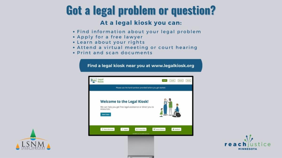 lsnmlaw's tweet image. Legal Kiosks are FREE computers located in community agencies that provide legal help access points. They offer a safe, secure, and familiar way of engaging with the legal system. Find one near you at: conta.cc/3tuOgdj 

#LegalKiosk #AccessToJustice #ReachJusticeMN
